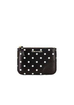 COMME des GARCONS Dots Printed Leather Zip Wallet in Black - Black. Size all.
