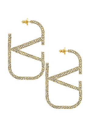 Valentino Garavani Vlogo Signature Earrings in Oro & Crystal Silver Shade - Metallic Gold. Size all.