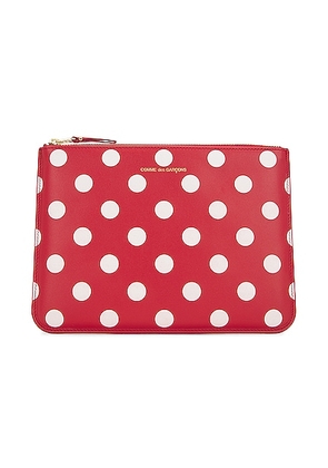 COMME des GARCONS Dots Printed Leather Pouch in Red - Red. Size all.