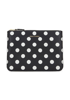 COMME des GARCONS Dots Printed Leather Pouch in Black - Black. Size all.