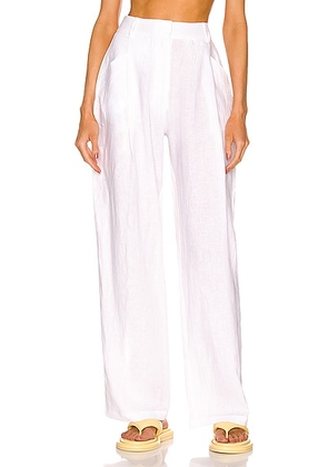 AEXAE Linen Trousers in White - White. Size S (also in L, M, XL, XS).