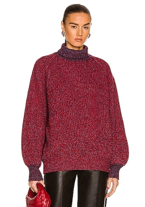 Ganni Rib Knit Sweater in High Risk Red - Red. Size M/L (also in S/M).