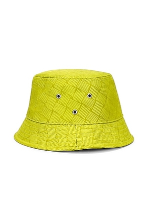 Bottega Veneta Intreccio Jacquard Nylon Bucket Hat in Kiwi - Yellow. Size L (also in M, S).
