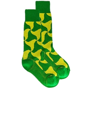 Bottega Veneta Wavy Triangle Cashmere Socks in Parakeet & Kiwi - Green. Size L (also in M, S).