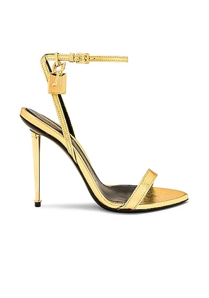 TOM FORD Mirror Naked Padlock 105 Sandal in Gold - Metallic Gold. Size 35.5 (also in 36, 37, 37.5, 38, 40.5).