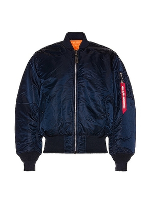 ALPHA INDUSTRIES MA-1 Bomber Jacket in Replica Blue - Blue. Size L (also in M, S, XL/1X, XS).