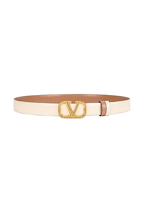 Valentino Garavani Vlogo Signature Reversible Belt in Light Ivory & Rose Cannelle - Ivory. Size 65 (also in 70, 75, 80, 85, 90, 95).
