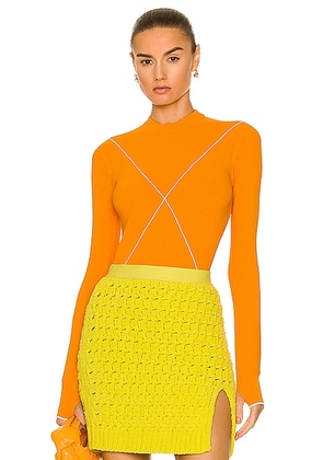 Bottega Veneta Technoskin Elastic Sweater in Tangerine - Orange. Size L (also in M).