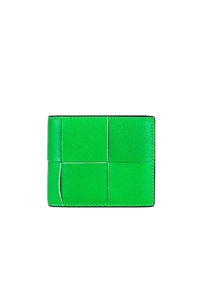 Bottega Veneta Cassette Bi-Fold Wallet in Parakeet & Black - Green. Size all.