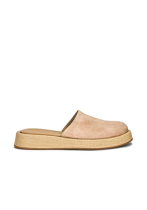 GIA BORGHINI x RHW Suede Slide in Taupe - Taupe. Size 35 (also in 35.5, 37, 38, 40).