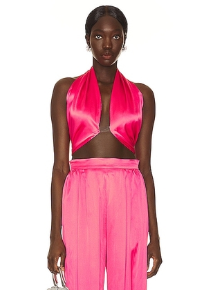 Nue Studio Mia Silk Top in Rose Pink - Pink. Size M (also in S).