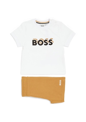 Boss Kidswear Cotton Logo T-Shirt And Shorts Set (3-18 Months)