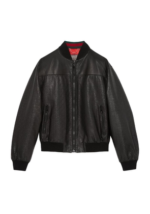 Gucci Gg Embossed Leather Jacket