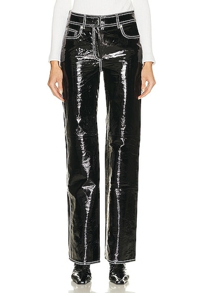 STAND STUDIO Sandy Patent Leather Pant in Black & White - Black. Size 38 (also in ).