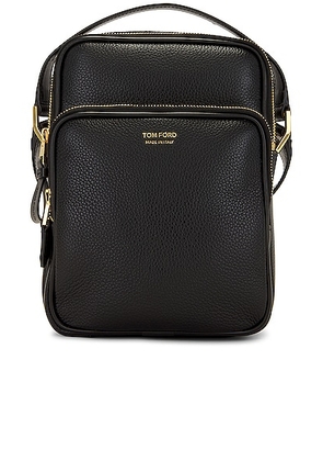 TOM FORD Soft Grain Leather Smooth Calf Leather Small Double Zip Messenger in Black - Black. Size all.