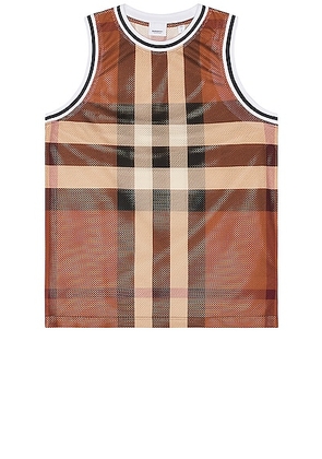 Burberry Exploded Check Basketball Tank in Dark Birch Brown - Brown. Size S (also in ).