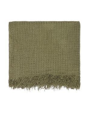 HAWKINS NEW YORK Simple Linen Throw in Olive - Olive. Size all.