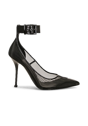 Alexander McQueen Mesh Tulle Lacquered Heel in Black - Black. Size 36 (also in 38, 39, 41).