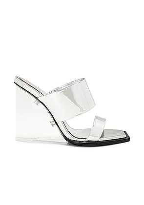 Alexander McQueen Double Strap Shard Wedge Sandal in Silver - Metallic Silver. Size 36 (also in 38, 38.5, 39, 40).