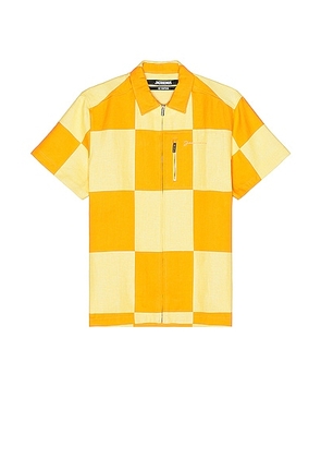 JACQUEMUS La Chemise Banho in Yellow Checks - Orange. Size 46 (also in 48, 52).