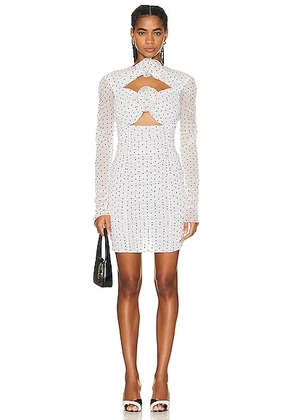 MARIANNA SENCHINA Long Sleeve Mini Dress in White & Black Polka Dot - White. Size L (also in M, XS).