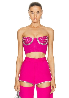 AREA Crystal Watermelon Cup Bustier in Fuchsia - Fuchsia. Size XS (also in S).