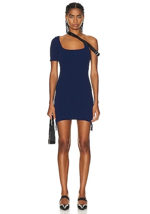 Courreges Biais Strap Rib Knit Dress in Ink - Navy. Size M (also in S, XS).