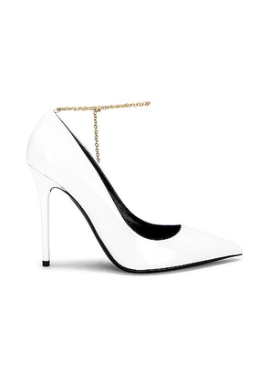 TOM FORD Patent Leather Chain Pump 105 in White - White. Size 36 (also in 37, 37.5, 38.5, 41).