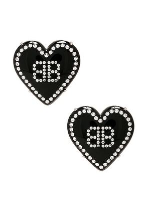 Balenciaga Crush 2.0 Earrings in Black  Silver  & Crystal - Black. Size all.