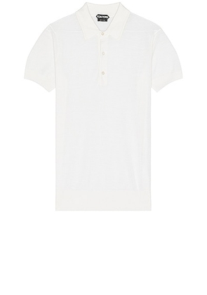 TOM FORD Piquet Short Sleeve Polo In Chalk in Chalk - Cream. Size 46 (also in 48, 50, 52).