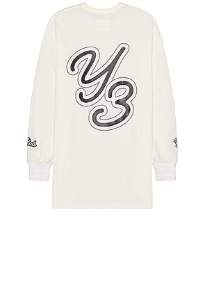 Y-3 Yohji Yamamoto Gfx Long Sleeve Tee in off white - Ivory. Size L (also in M).