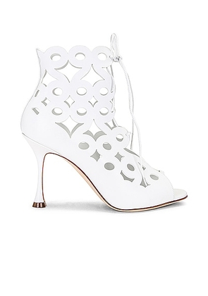 Manolo Blahnik Taralo Leather Boot in White - White. Size 36 (also in 37, 37.5, 38.5, 39, 40).