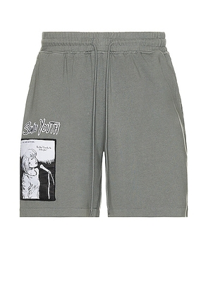 Pleasures X Sonic Youth Singer Shorts in Charcoal - Charcoal. Size L (also in S).