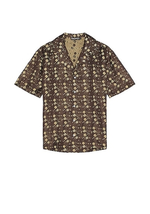 SIEDRES X Fwrd Resort Collar Short Sleeve Shirt in Multi - Chocolate. Size L (also in M, S, XL/1X, XS).