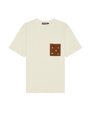 SIEDRES Rhinestones T-shirt in Ecru - Cream. Size L (also in M, S, XL/1X).