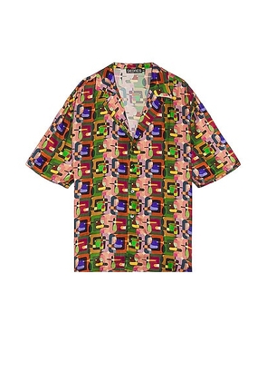 SIEDRES Resort Collar Shirt in Multi - Green. Size L (also in M, S, XL/1X, XS).