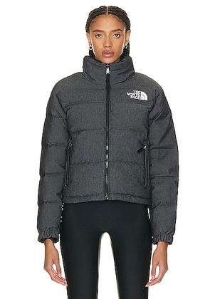 The North Face 92 Reversible Nuptse Jacket in Tnf Black Denim - Charcoal. Size L (also in M, S, XL, XS).