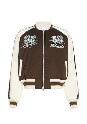 Rhude Souvenier Jacket in Brown & Cream - Brown. Size L (also in M, S, XL/1X).