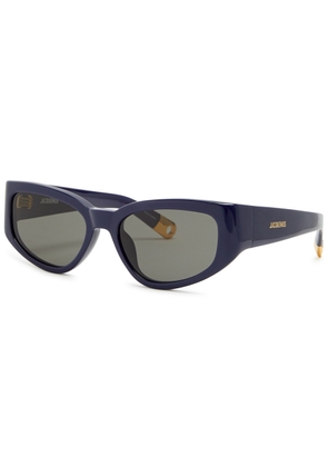 Jacquemus X Linda Farrow Luxe Gala Cat-eye Sunglasses - Blue