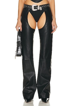 Moschino Jeans Leather Pant in Black - Black. Size 38 (also in ).