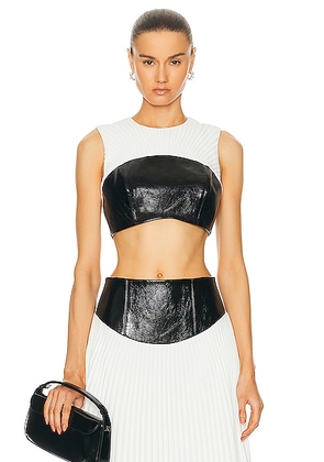 Brandon Maxwell Pleated Neck Bustier Bra Top in Black & White - White. Size 0 (also in 2).