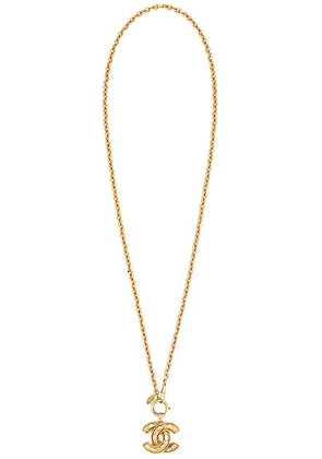 chanel Chanel Coco Mark Quilted Necklace in Gold - Metallic Gold. Size all.