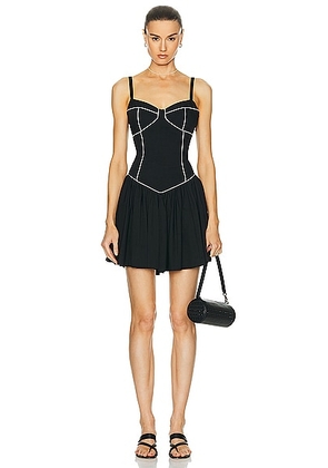 CAROLINE CONSTAS Orella Mini Dress in Black & Off White - Black. Size L (also in M, S, XS).