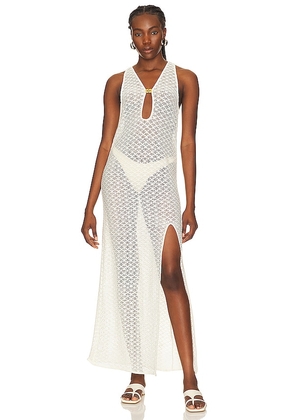 Ganni Mesh Lace Maxi Dress in White. Size 40.