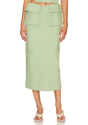 Camila Coelho Rousseau Midi Skirt in Sage. Size M, S, XS, XXS.