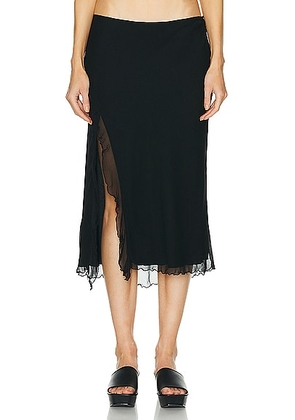 PRISCAVera Ruffled High Slit Skirt in Black - Black. Size L (also in M, S, XS).