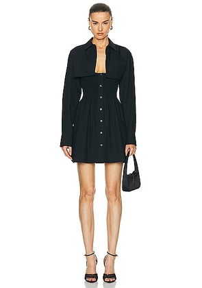 Alexander Wang Smocked Mini Dress With Overshirt in Black - Black. Size L (also in S, XS).