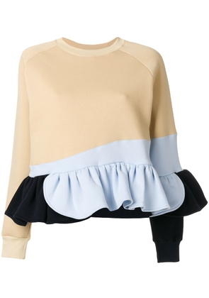 Ioana Ciolacu frilled colour block sweatshirt - Neutrals