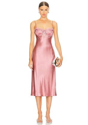 fleur du mal Sequin Violet Embroidery Slip Dress in Pink. Size L, M, XS.