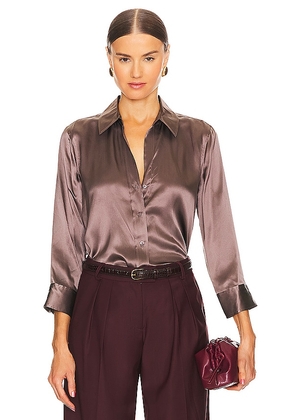 L'AGENCE Dani Sleeve Blouse in Taupe. Size XS.